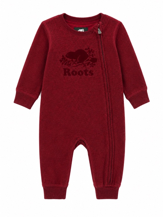 Roots Other - Size 3-6M Roots Baby Organic Cotton Burgundy Asymmetrical Zip Romper One Piece